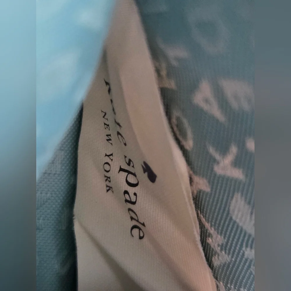 Kate Spade NY Tiffany Blue Saffiano with Gold Logo Crossgrain Bifold